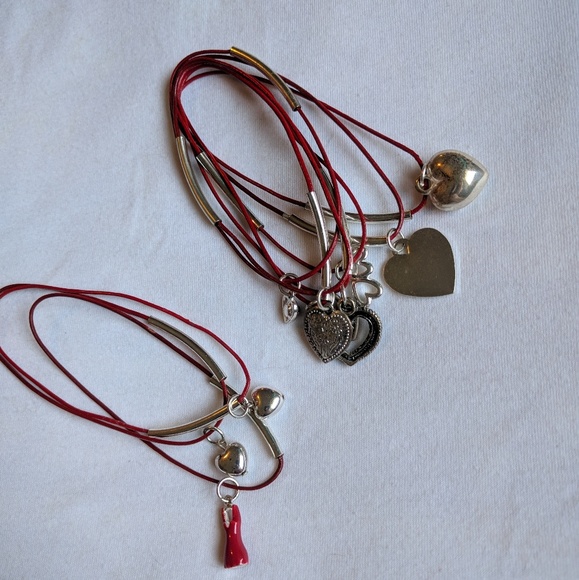 10pc red hearts valentine charm bracelet set - Picture 2 of 6